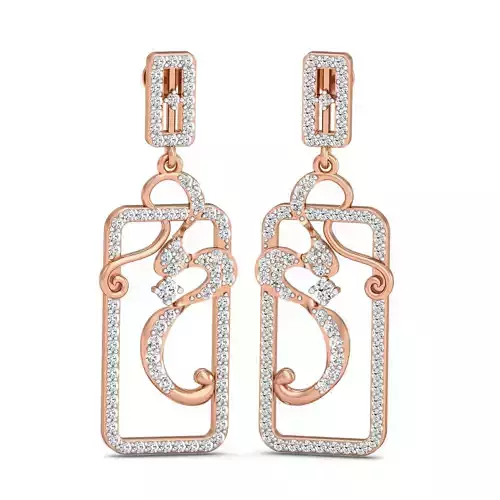 Women long earrings 3dm stl render detail