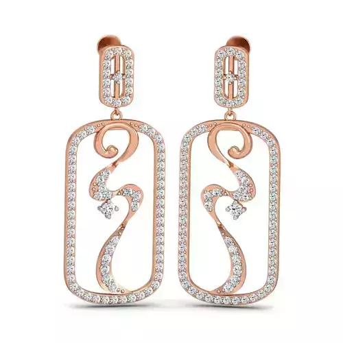 Women long earrings 3dm stl render detail