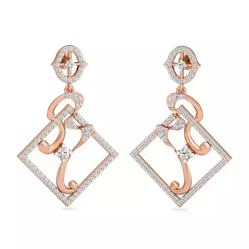 Women long earrings 3dm stl render detail