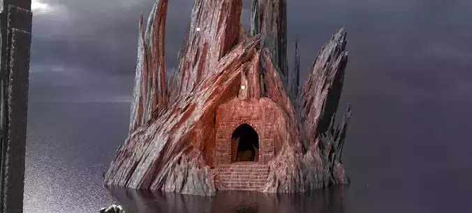 Dantes Underworld Gateway Rocks 3D model