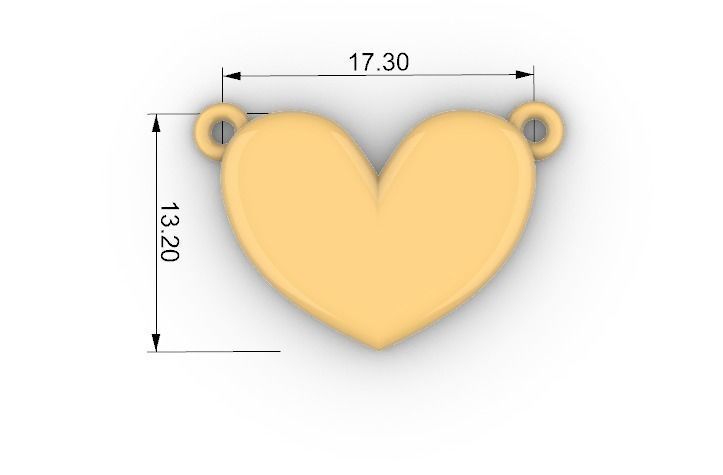 Heart valentine double connection pendant  3D model_1