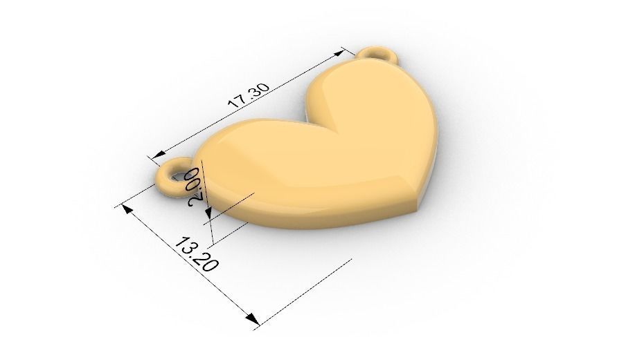 Heart valentine double connection pendant  3D model_3