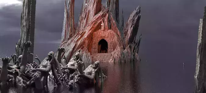 Dantes Underworld Gateway Rocks With Bodies 