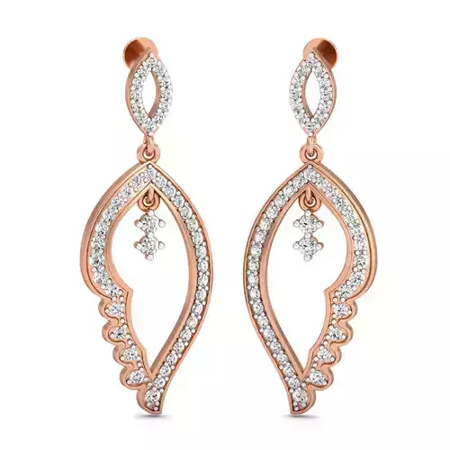 Women long earrings 3dm stl render detail