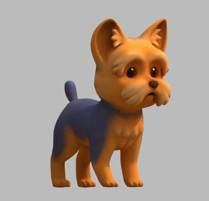 Cartoon Yorkie Low-poly 3D model_10