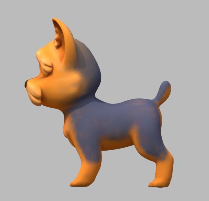 Cartoon Yorkie Low-poly 3D model_5