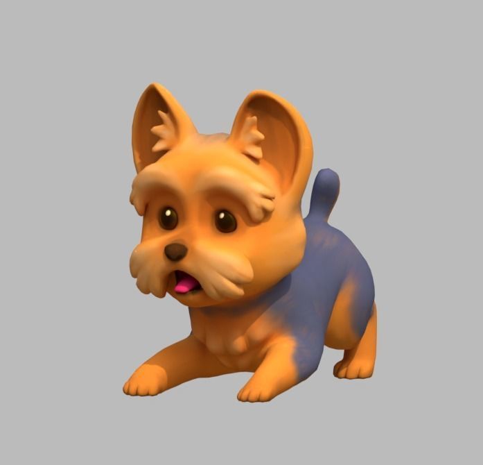Cartoon Yorkie Low-poly 3D model_1