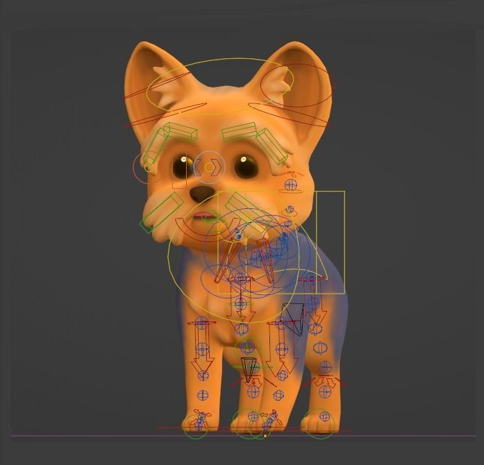 Cartoon Yorkie Low-poly 3D model_12