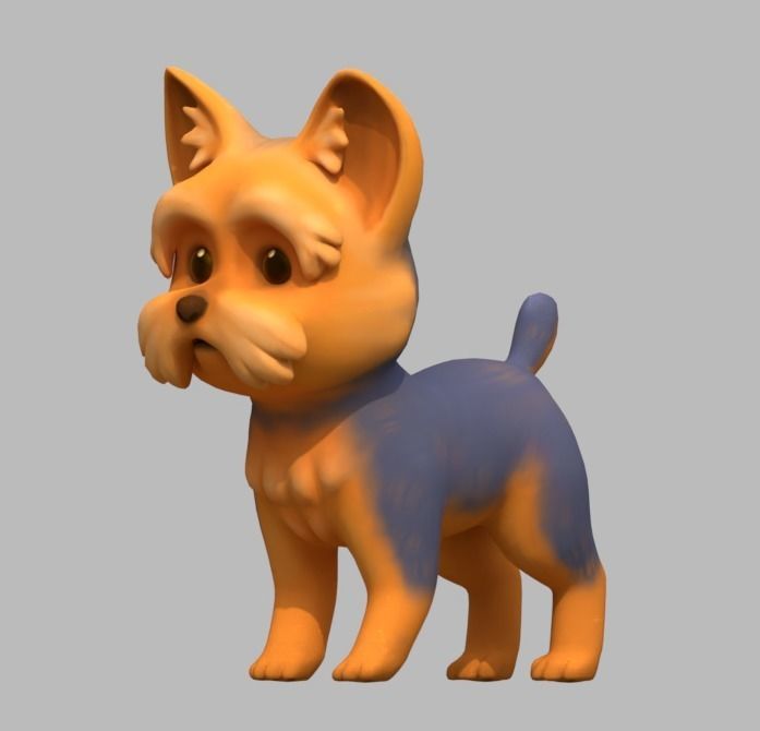 Cartoon Yorkie Low-poly 3D model_4