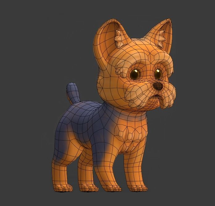 Cartoon Yorkie Low-poly 3D model_11