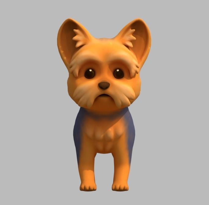 Cartoon Yorkie Low-poly 3D model_3