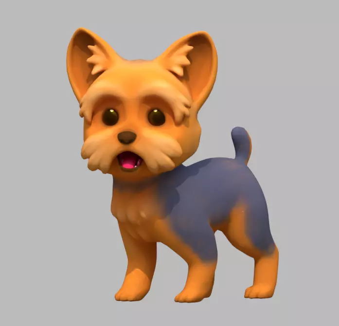 Cartoon Yorkie Low-poly 3D model_0