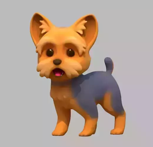 Cartoon Yorkie Low-poly 3D model