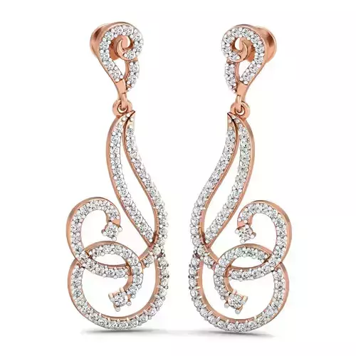 Women long earrings 3dm stl render detail
