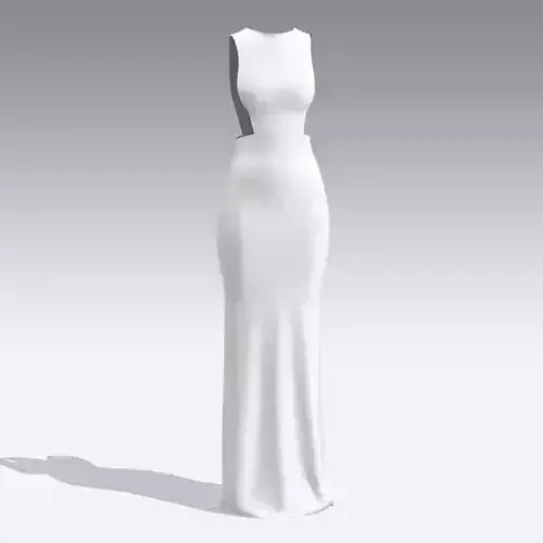  DRESS  BACK DETAIL  CIRCLE NECKLINE  WHITE COLOR COTTON