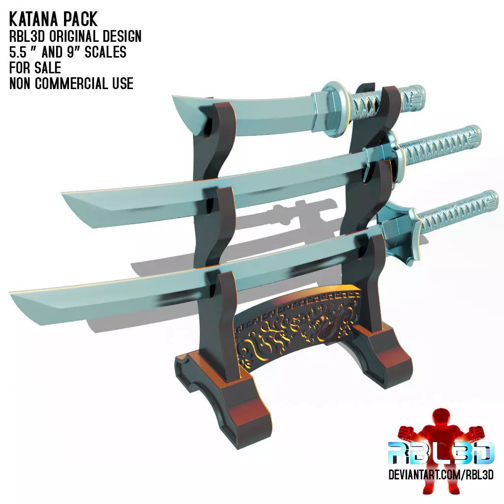 Katana pack for action figures 3D print model
