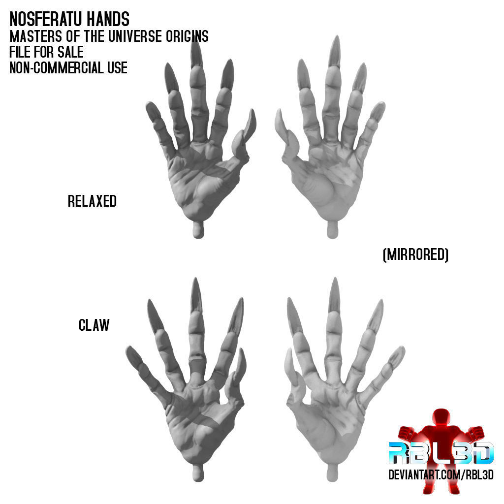 Nosferatu hands and head for Motu Origins-Masterverse compatible 3D print model_7