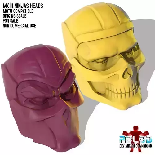 MKIII Ninja and Skull Ninja Heads -Motu compatible-