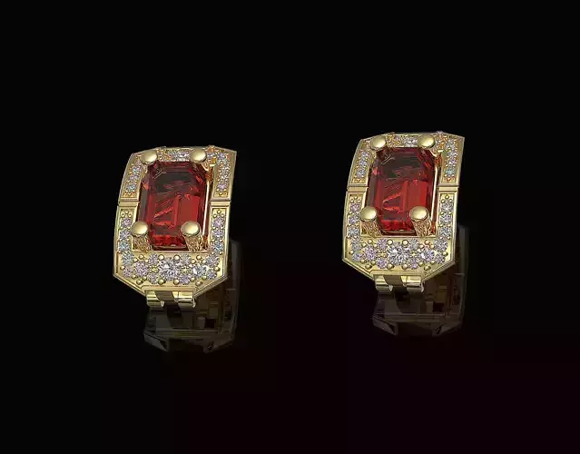 Rectangular cluster earrings 3D print model
