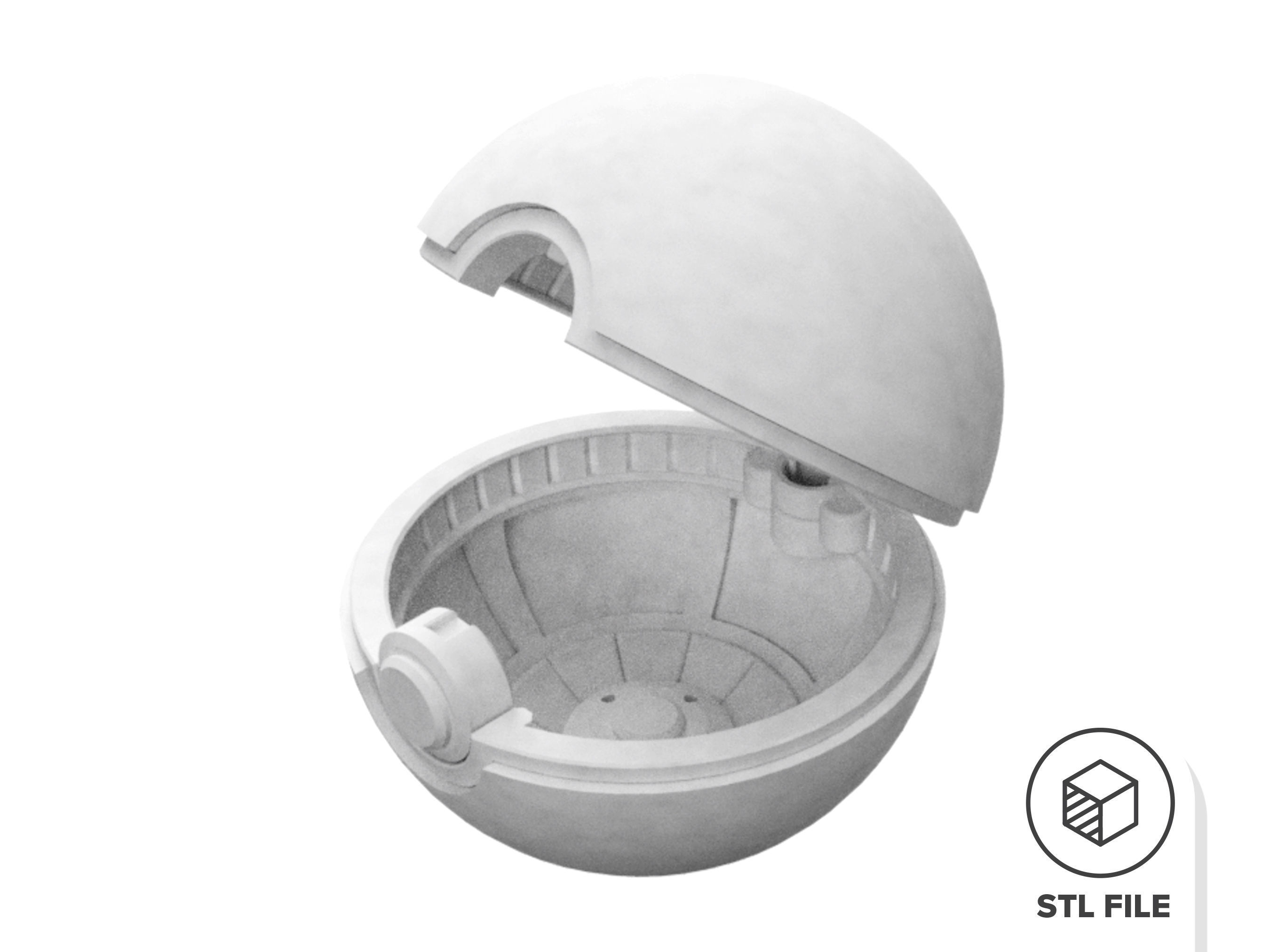 Pokeball STL from Pokemon with Detailed Interior 3D print model_3