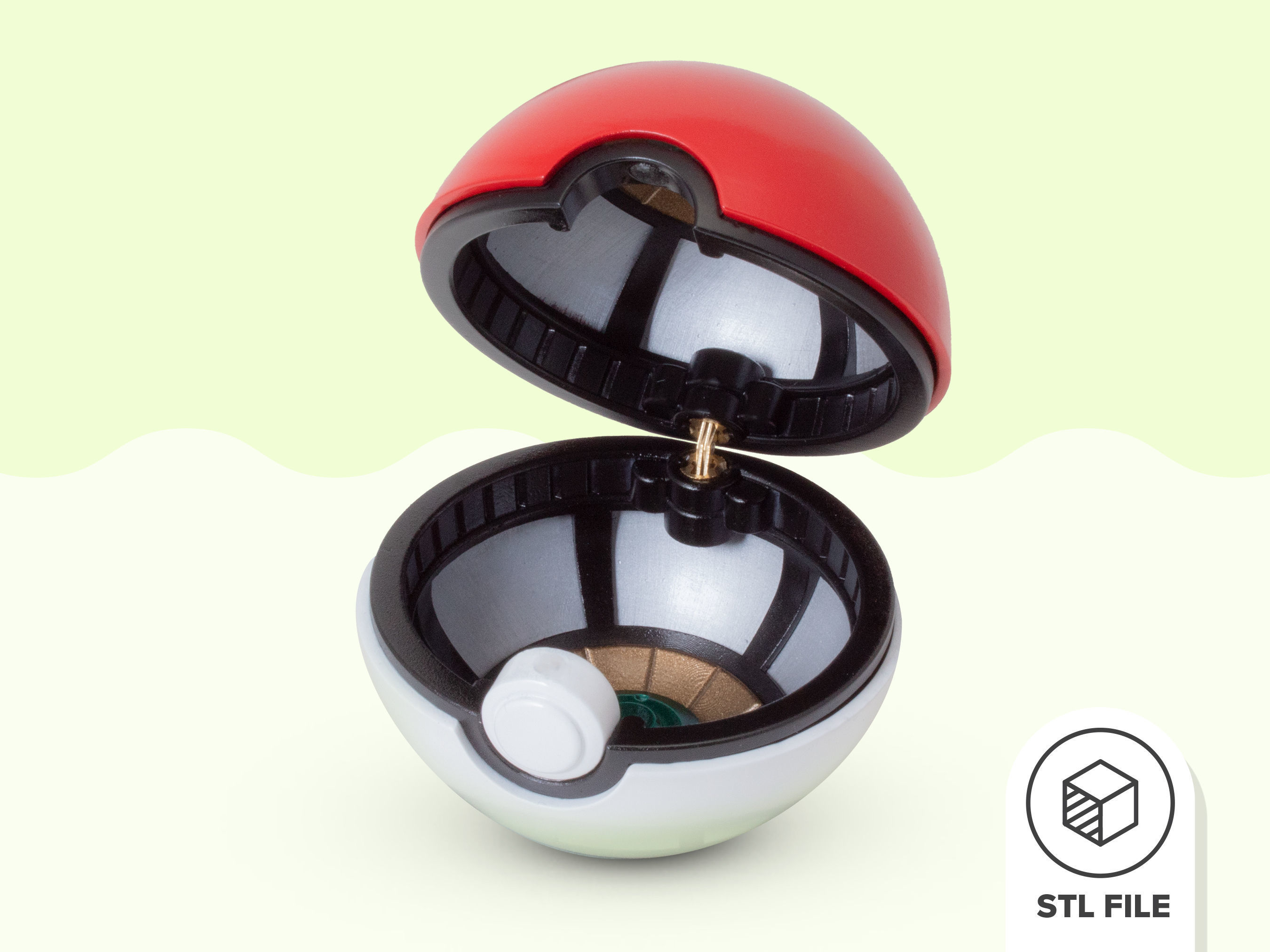 Pokeball STL from Pokemon with Detailed Interior 3D print model_2