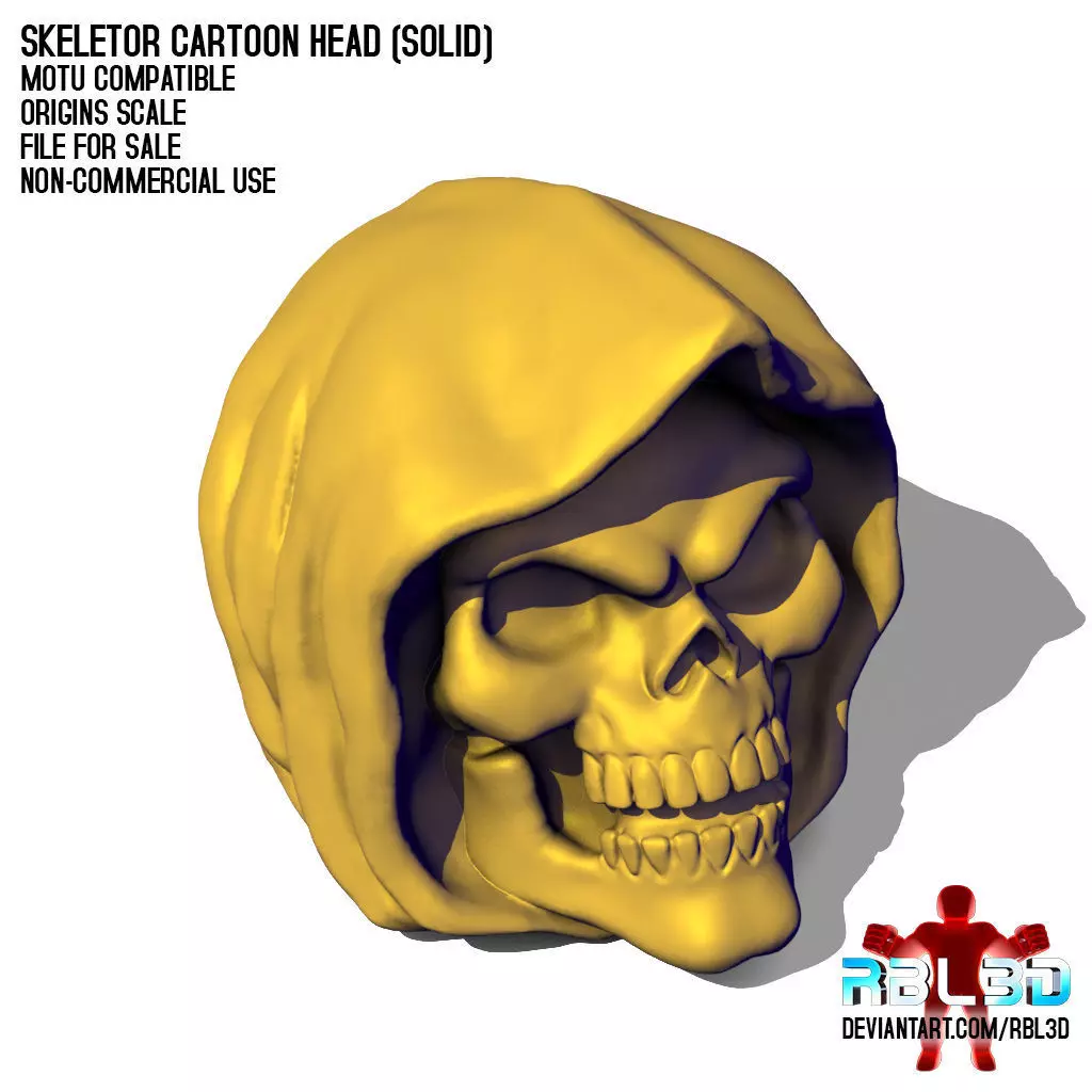 Skeletor Cartoon head for Origins Classics and Masterverse 3D print model
