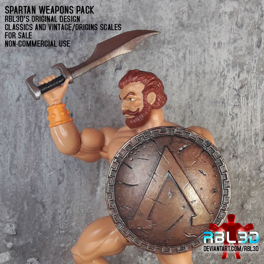 Spartan weapons for action figures 3D print model_3