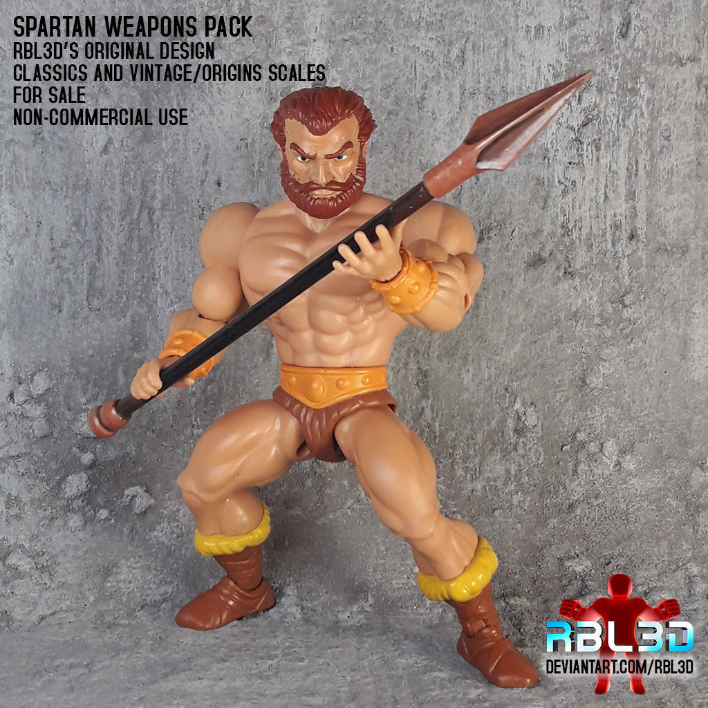 Spartan weapons for action figures 3D print model_2