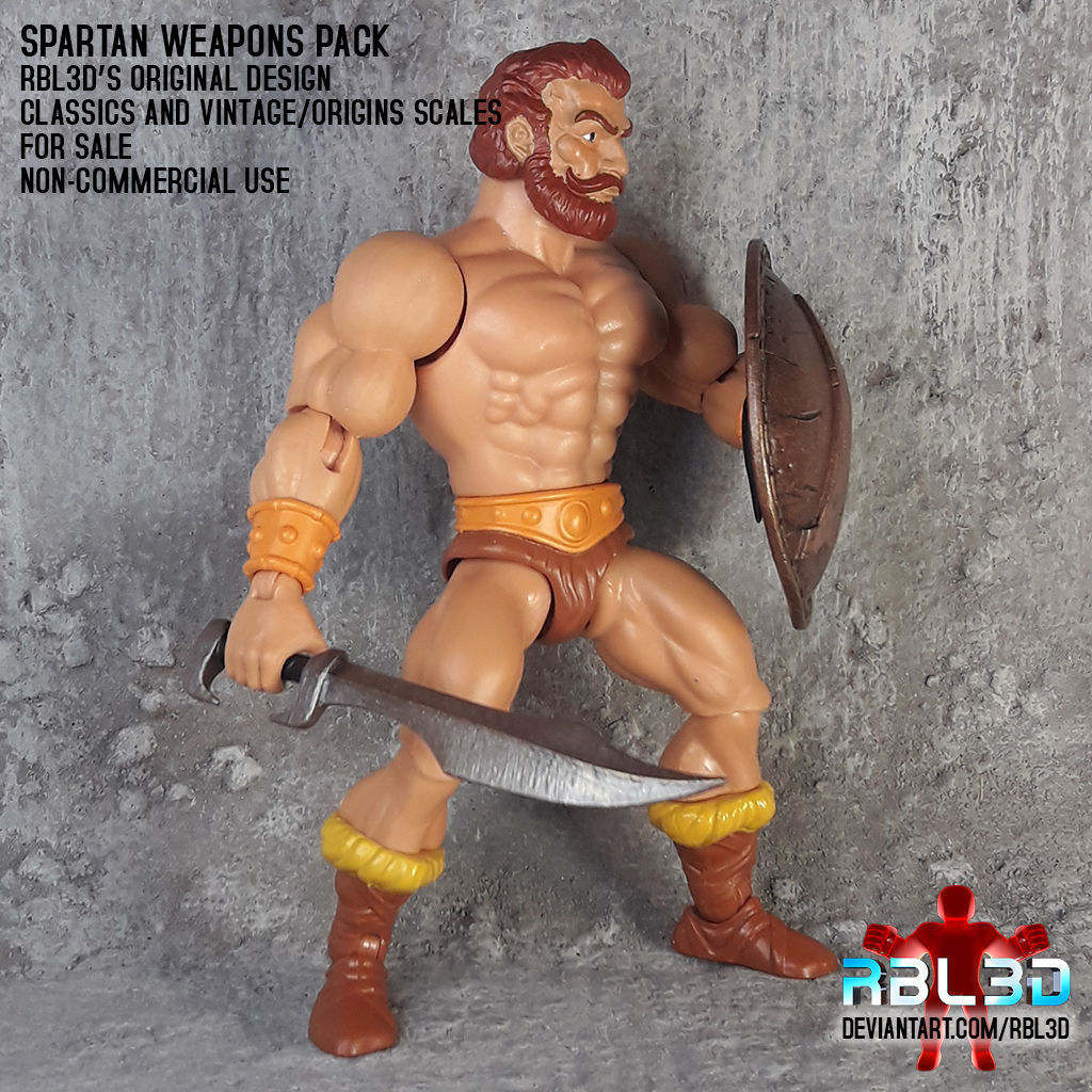 Spartan weapons for action figures 3D print model_4
