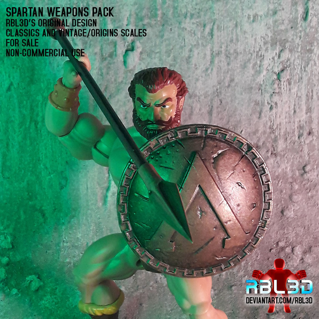 Spartan weapons for action figures 3D print model_5