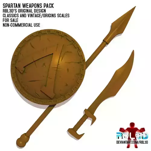 Spartan weapons for action figures 3D print model