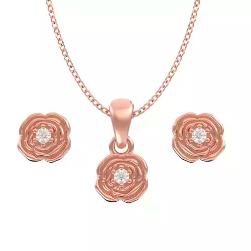 pendant earrings combo set flower 001 3D print model