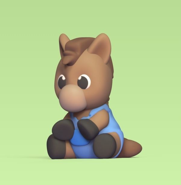 Sitting Horse 3D print model_1