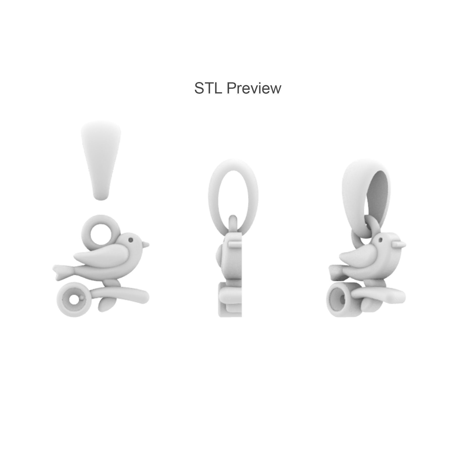 pendant earrings combo set bird 002 3D print model_4