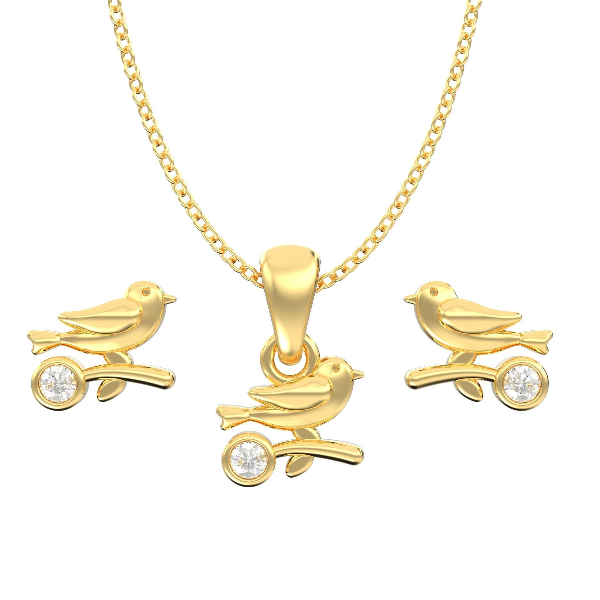 pendant earrings combo set bird 002 3D print model_1