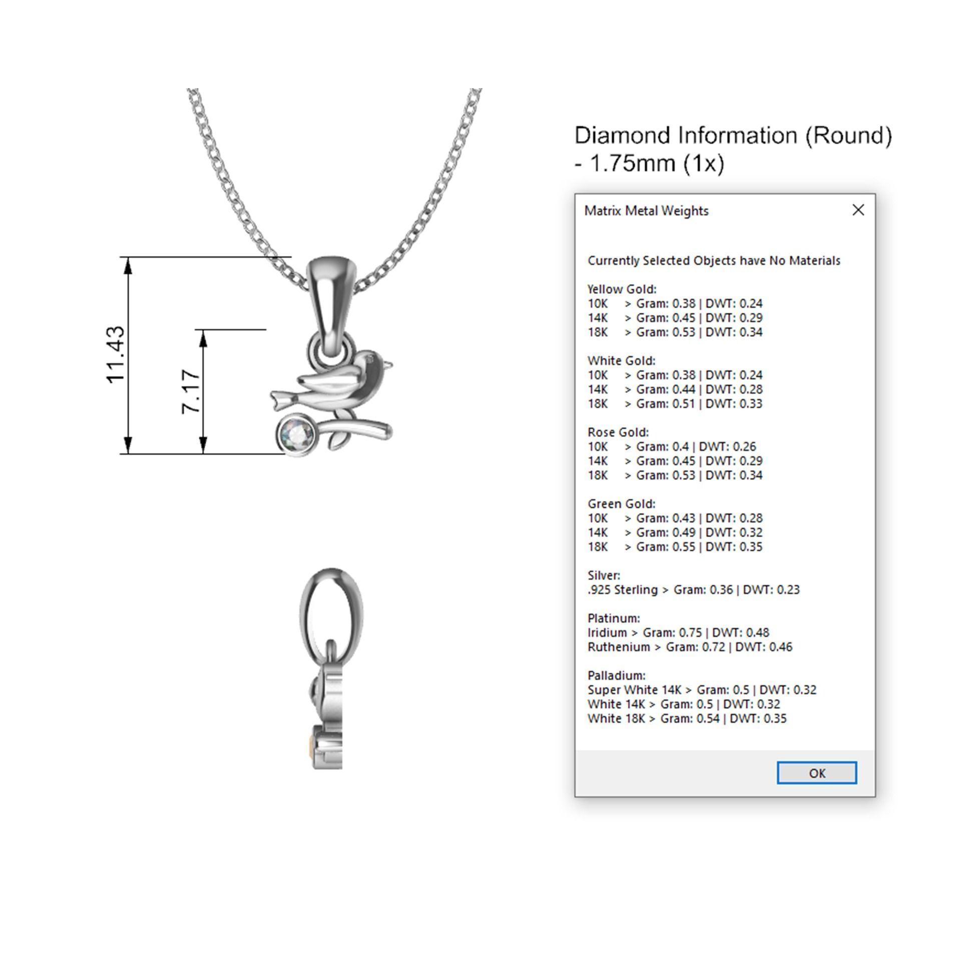 pendant earrings combo set bird 002 3D print model_3