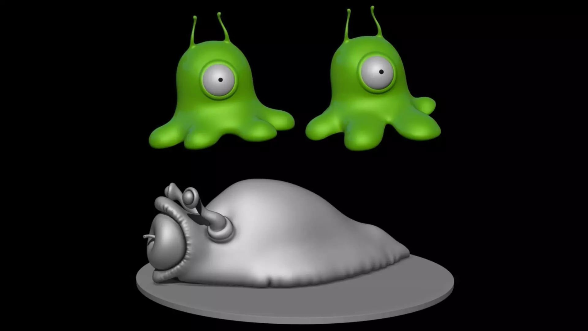 3D PRINTABLE FUTURAMA BRAIN SLUG AND NEPTUNIAN SLUG 3D print model_0