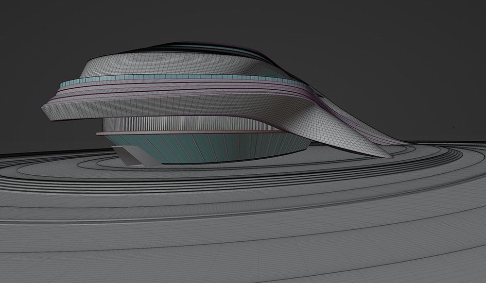 3D model Architecture with futuristic streamlined 3D model_9