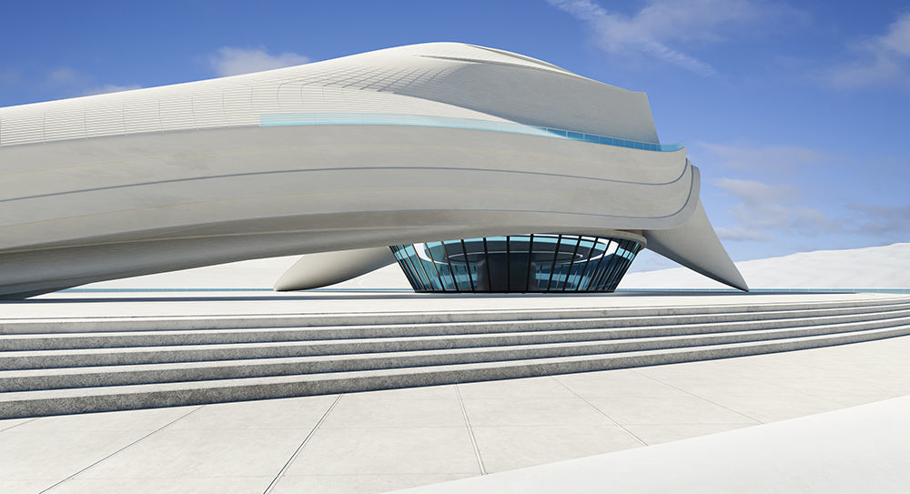 3D model Architecture with futuristic streamlined 3D model_3