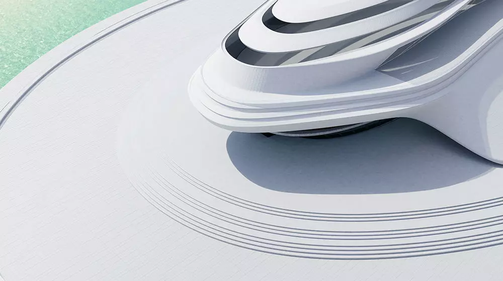 3D model Architecture with futuristic streamlined 3D model_0