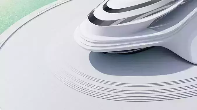 3D model Architecture with futuristic streamlined 3D model