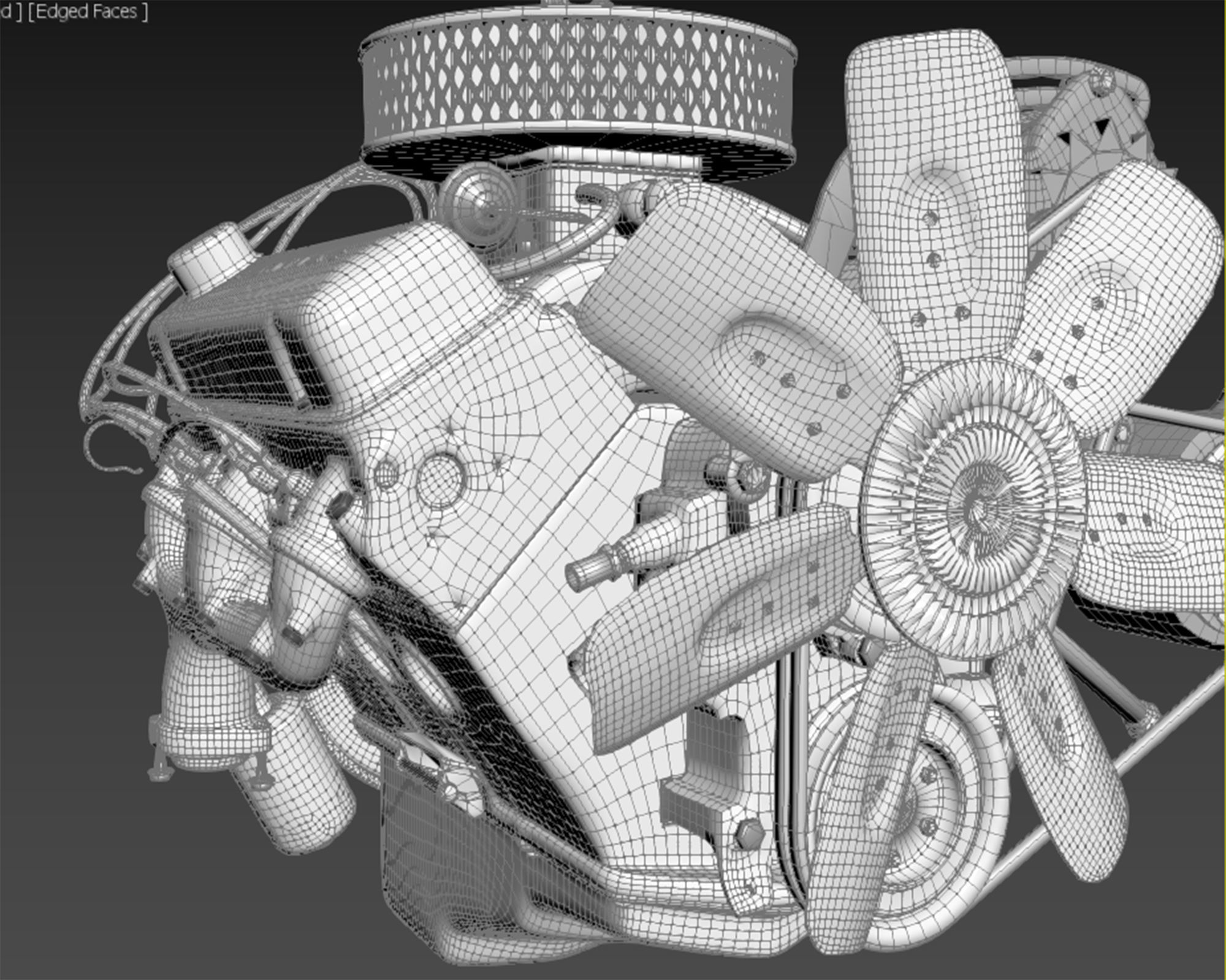 Pontiac V8 Engine Animated Model Midpoly 3D model_17