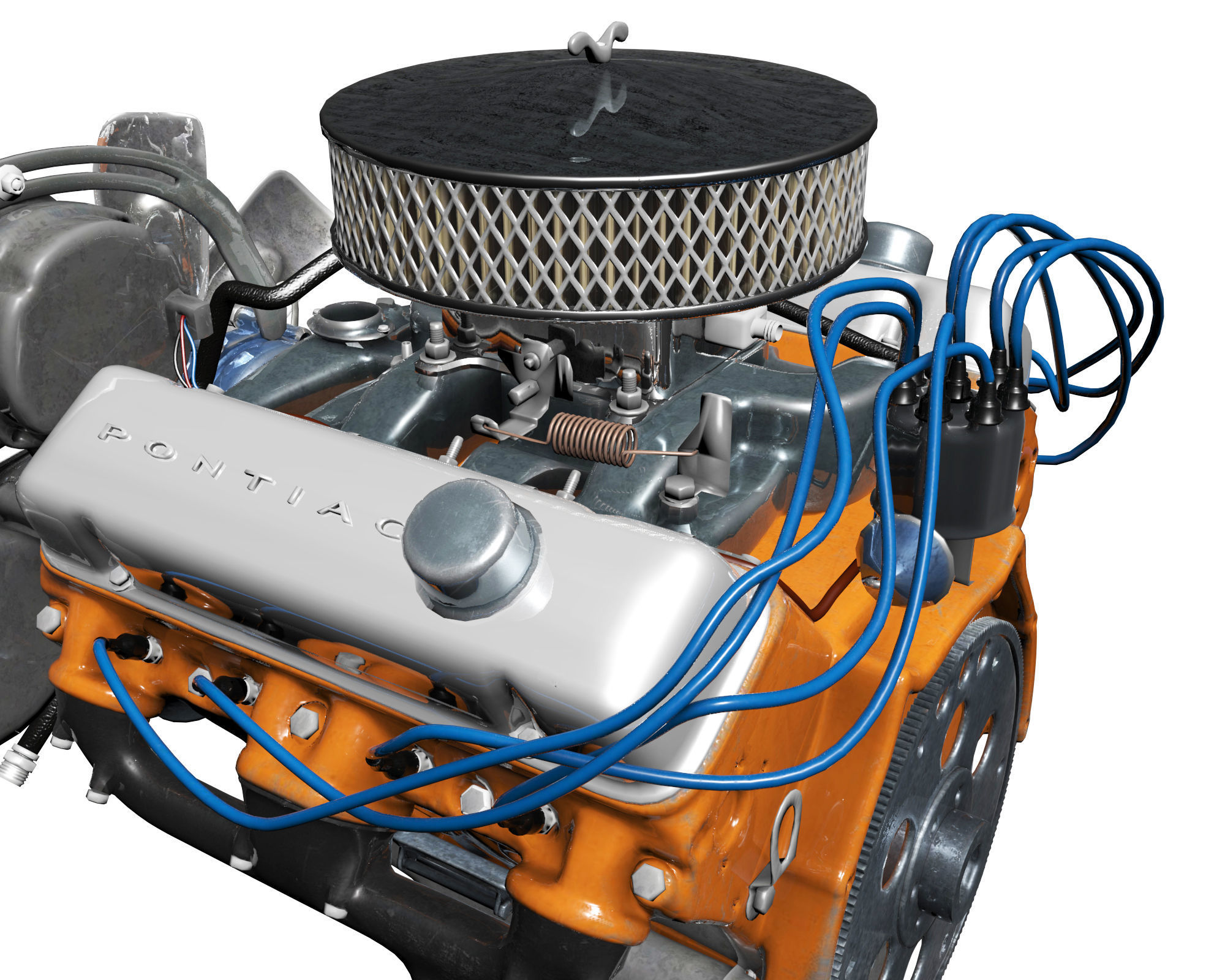 Pontiac V8 Engine Animated Model Midpoly 3D model_14