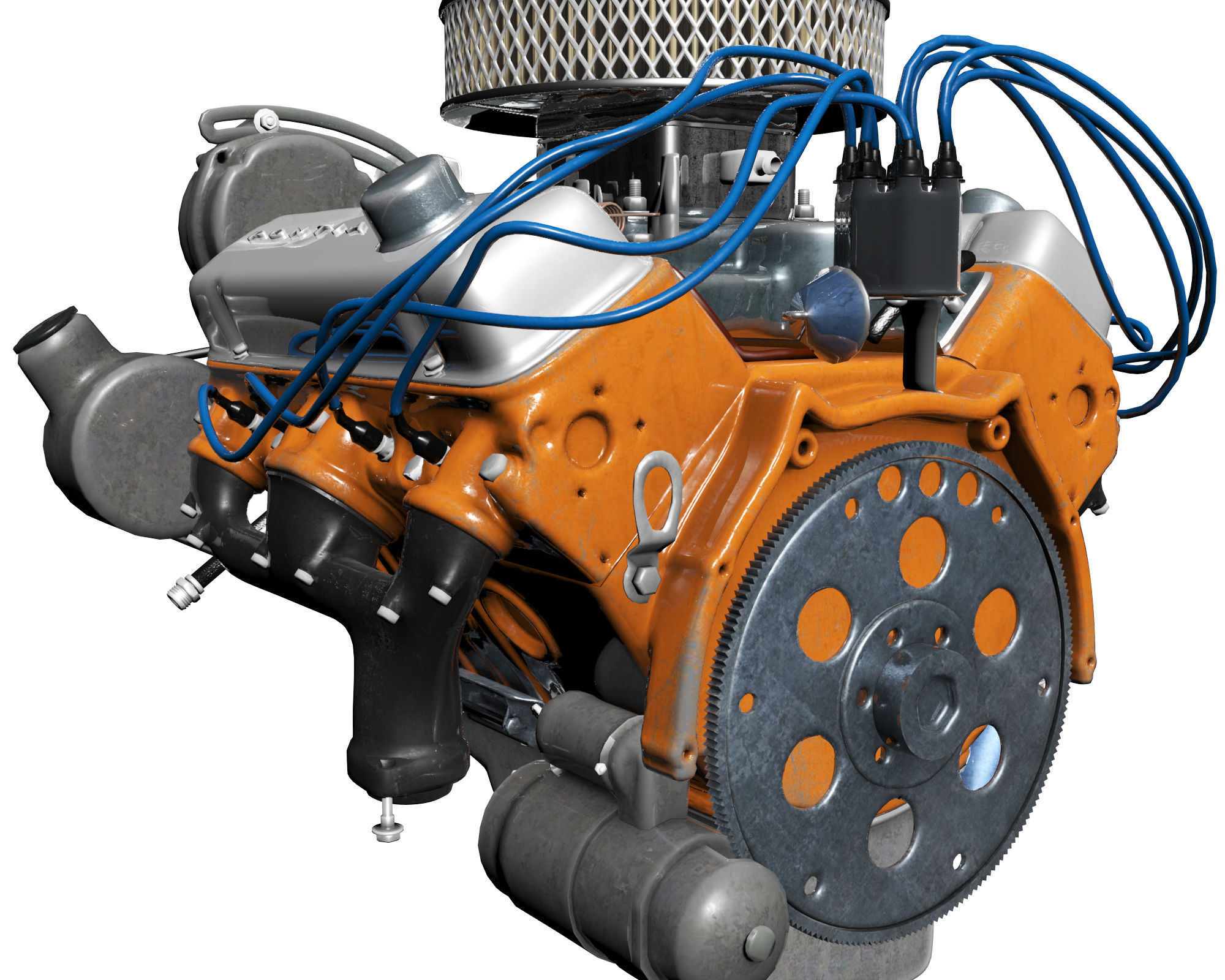 Pontiac V8 Engine Animated Model Midpoly 3D model_20