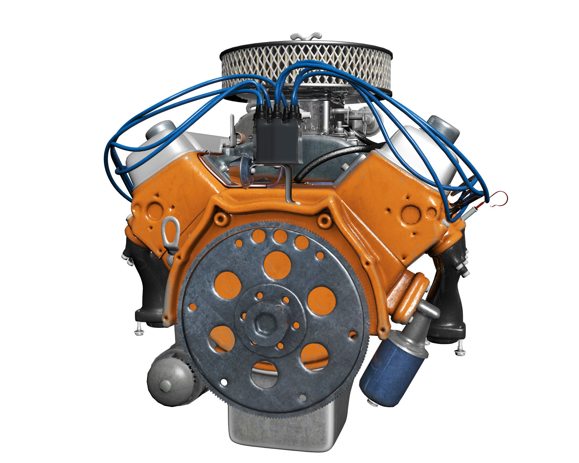 Pontiac V8 Engine Animated Model Midpoly 3D model_12