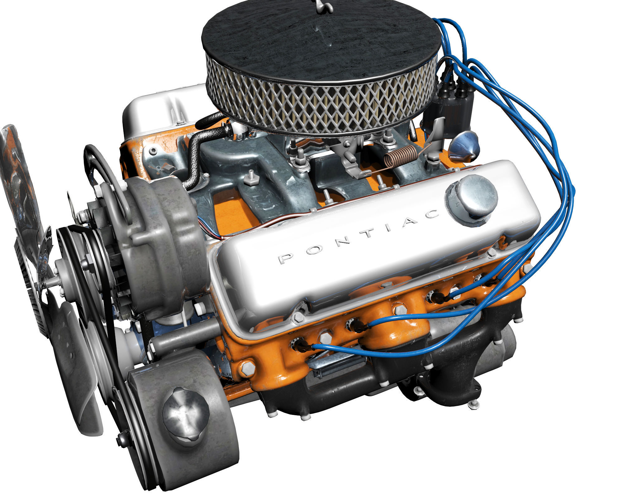 Pontiac V8 Engine Animated Model Midpoly 3D model_16