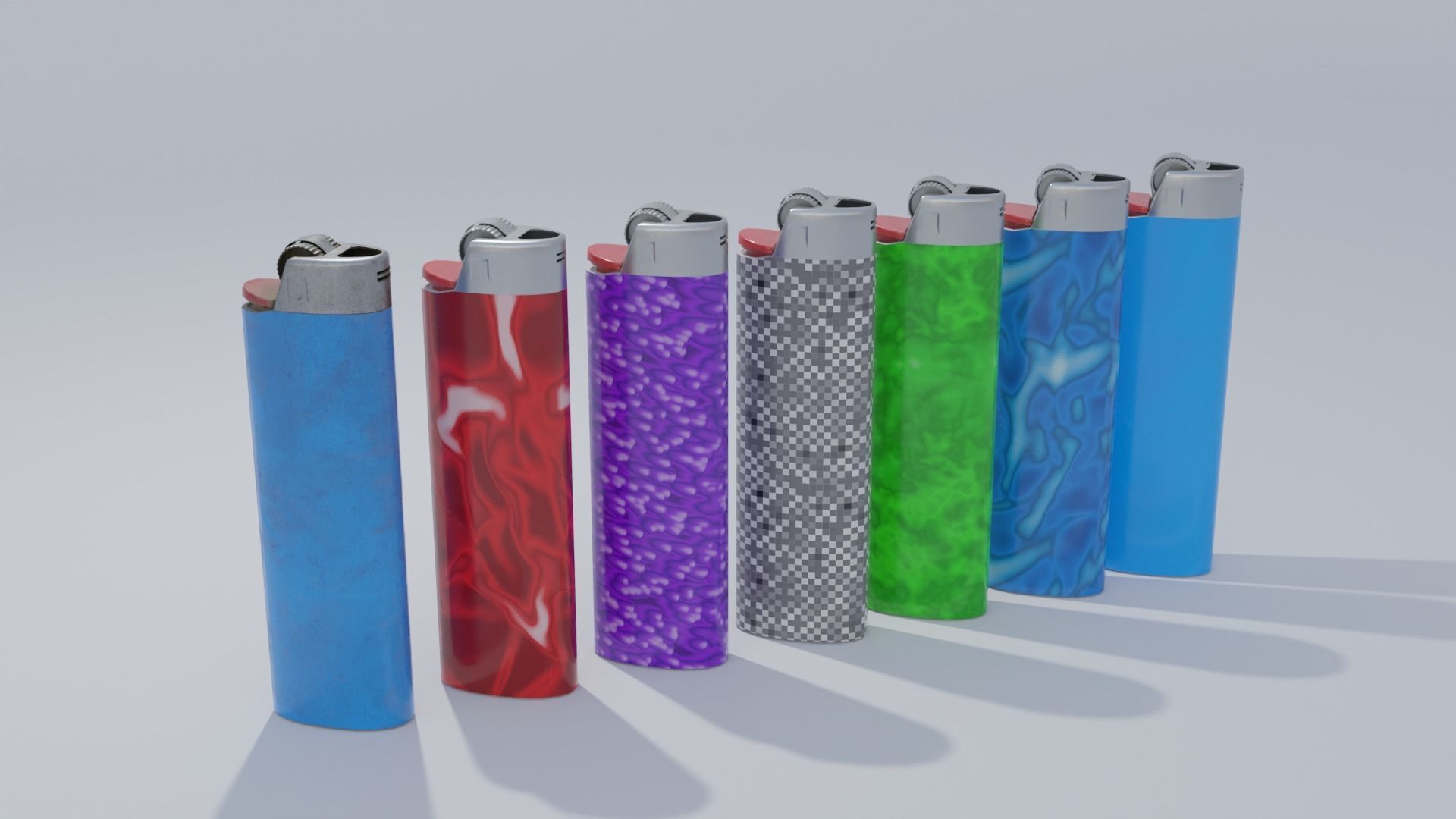 Lighter Set with Multiple Patterns 4K Low-poly 3D model_3