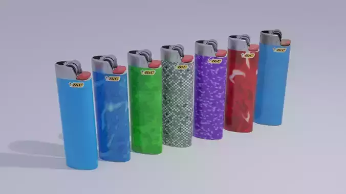 Lighter Set with Multiple Patterns 4K Low-poly 3D model