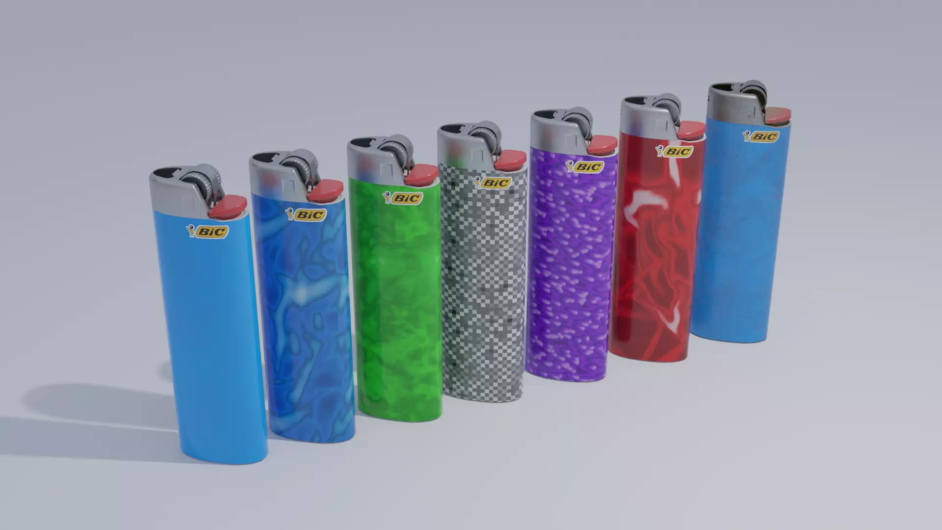 Lighter Set with Multiple Patterns 4K Low-poly 3D model_0