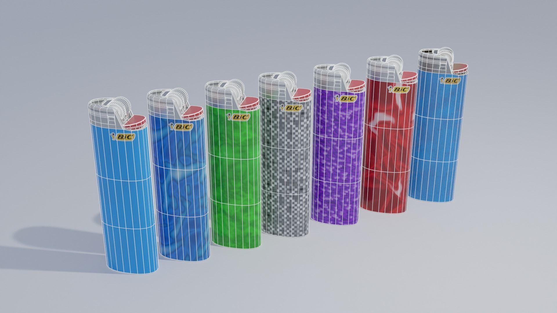 Lighter Set with Multiple Patterns 4K Low-poly 3D model_1